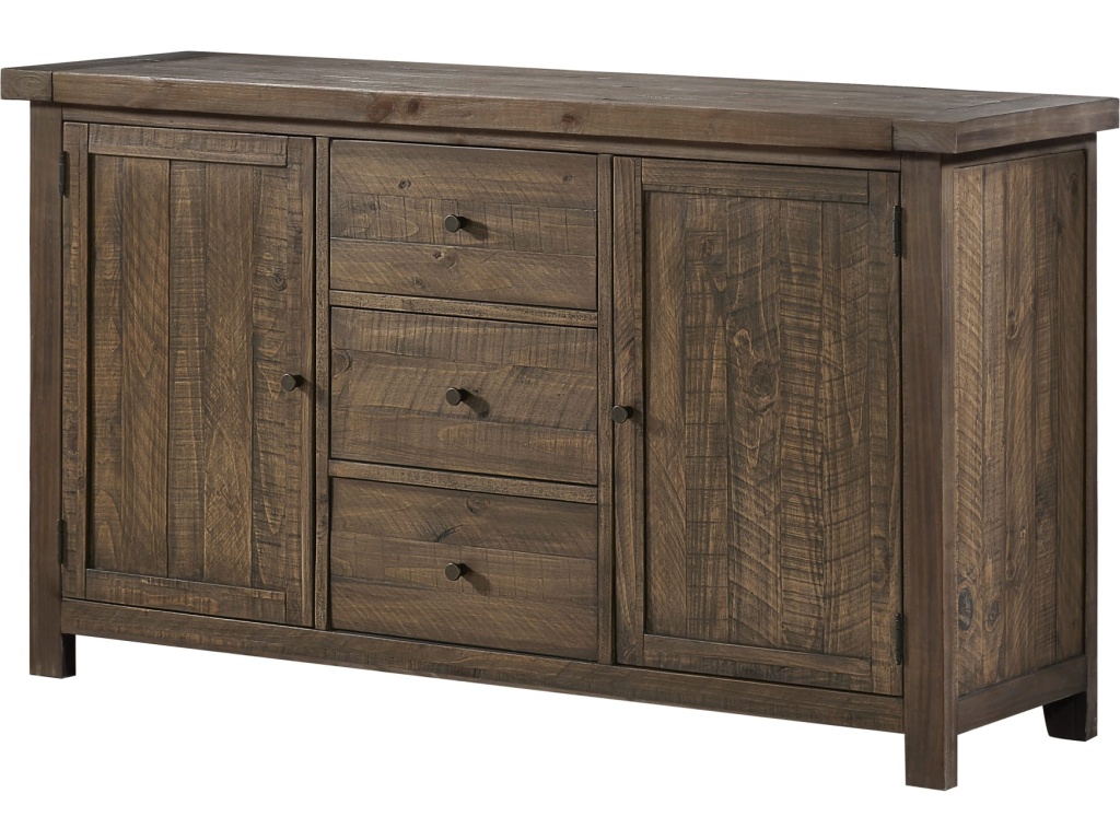 Autumn Solid Wood Three Drawer Two Door Sideboard in Flint Oak - image 1