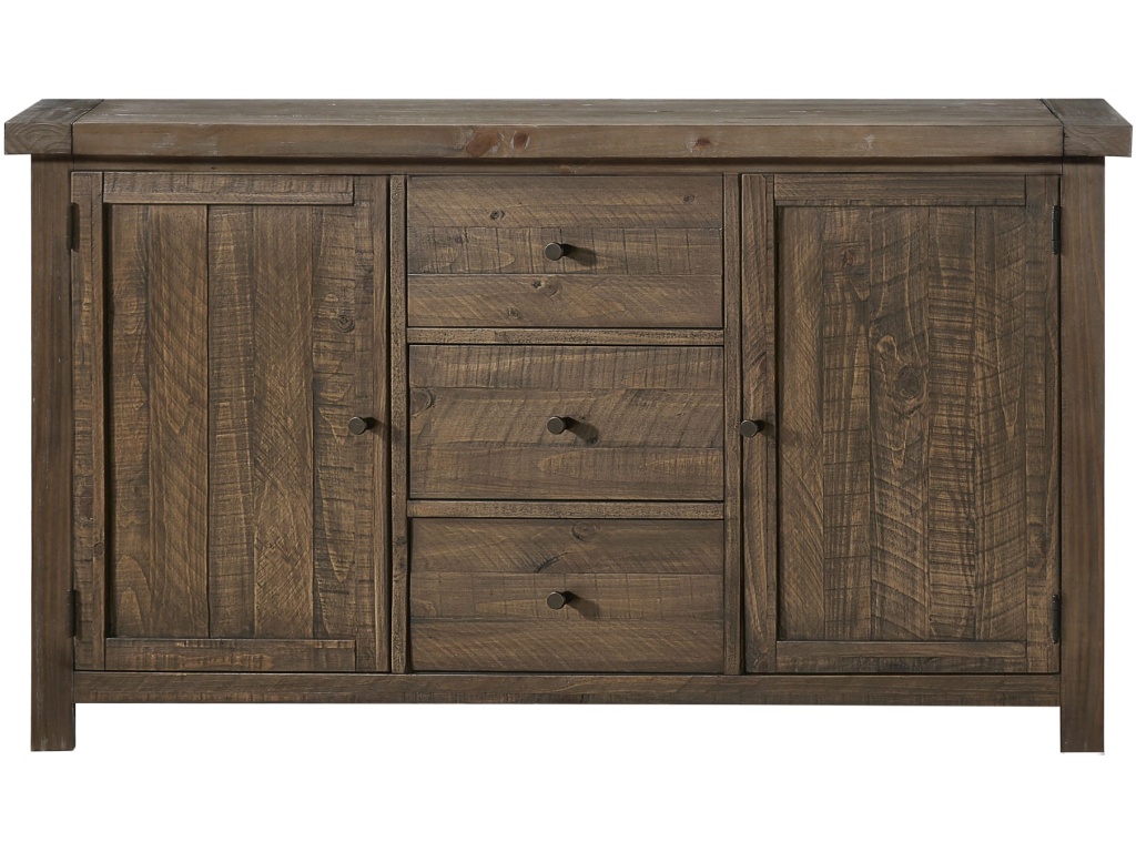 Autumn Solid Wood Three Drawer Two Door Sideboard in Flint Oak - image 2