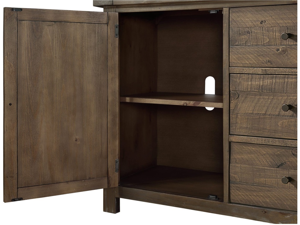 Autumn Solid Wood Three Drawer Two Door Sideboard in Flint Oak - image 3
