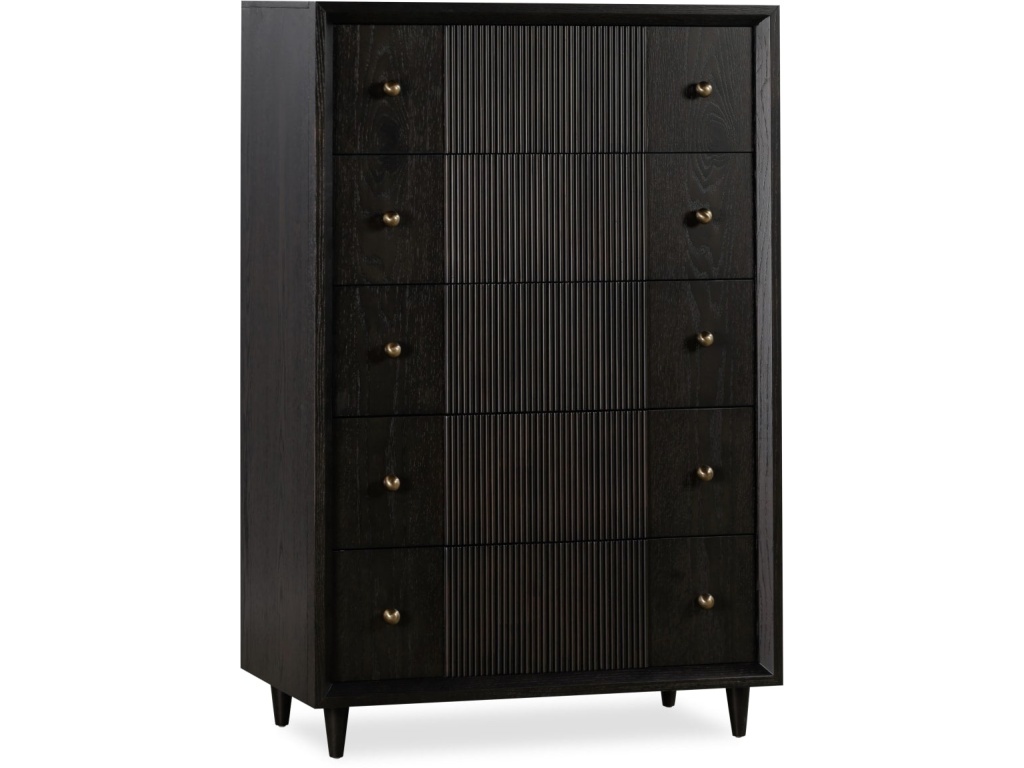 Avedon Five Drawer Oak Wood Chest in Smokey Topaz - image 1