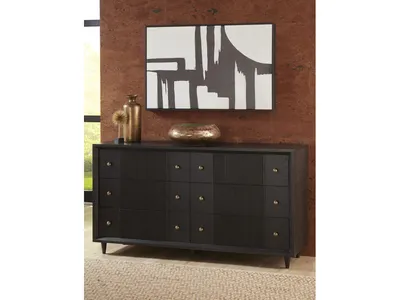 Avedon Six Drawer Oak Wood Dresser in Smokey Topaz