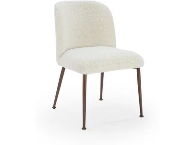 Avery Upholstered Dining Chair in Ricotta Boucle and Bronze Metal - Alternative View