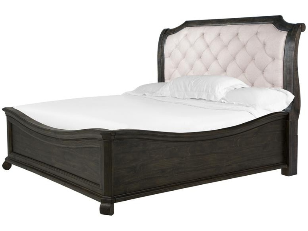 Complete Queen Sleigh Bed with Shaped Footboard - image 1