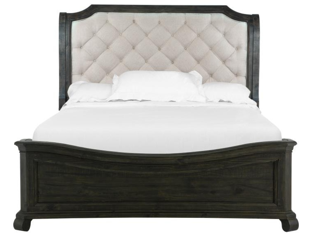 Complete Queen Sleigh Bed with Shaped Footboard - main image