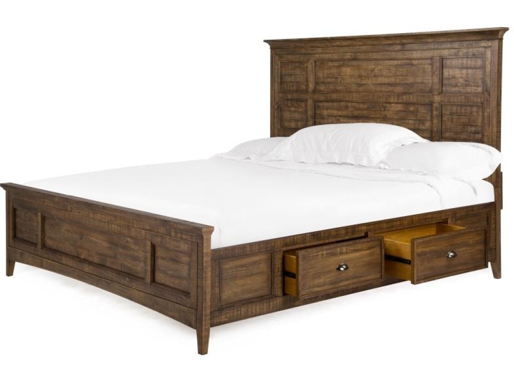 Complete Queen Panel Bed with Storage Rails - main image