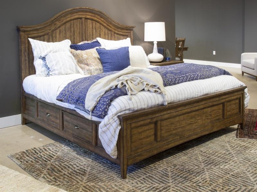 Complete Queen Arched Bed with Storage Rails - main image