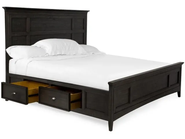 Complete Queen Panel Bed with Storage Rails - Alternative View