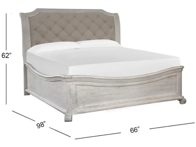 Complete Queen Sleigh Bed with Shaped Footboard