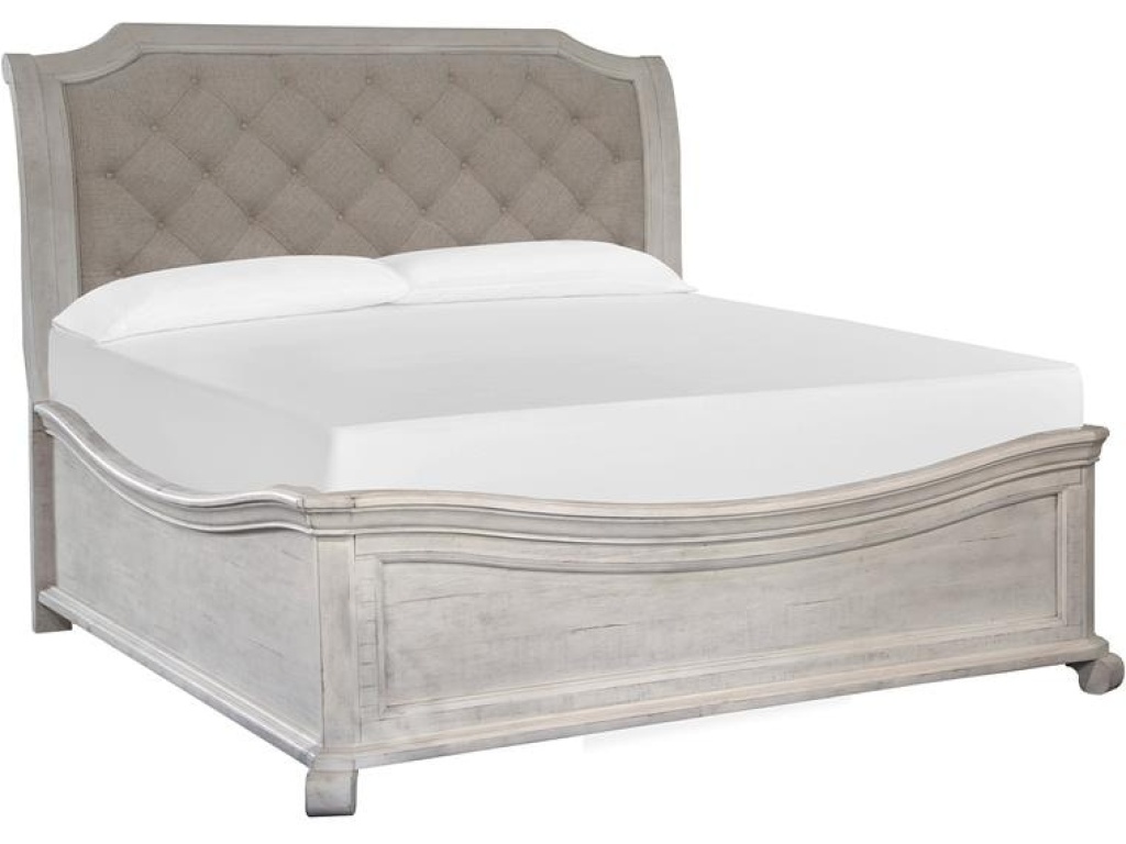 Complete Queen Sleigh Bed with Shaped Footboard - main image