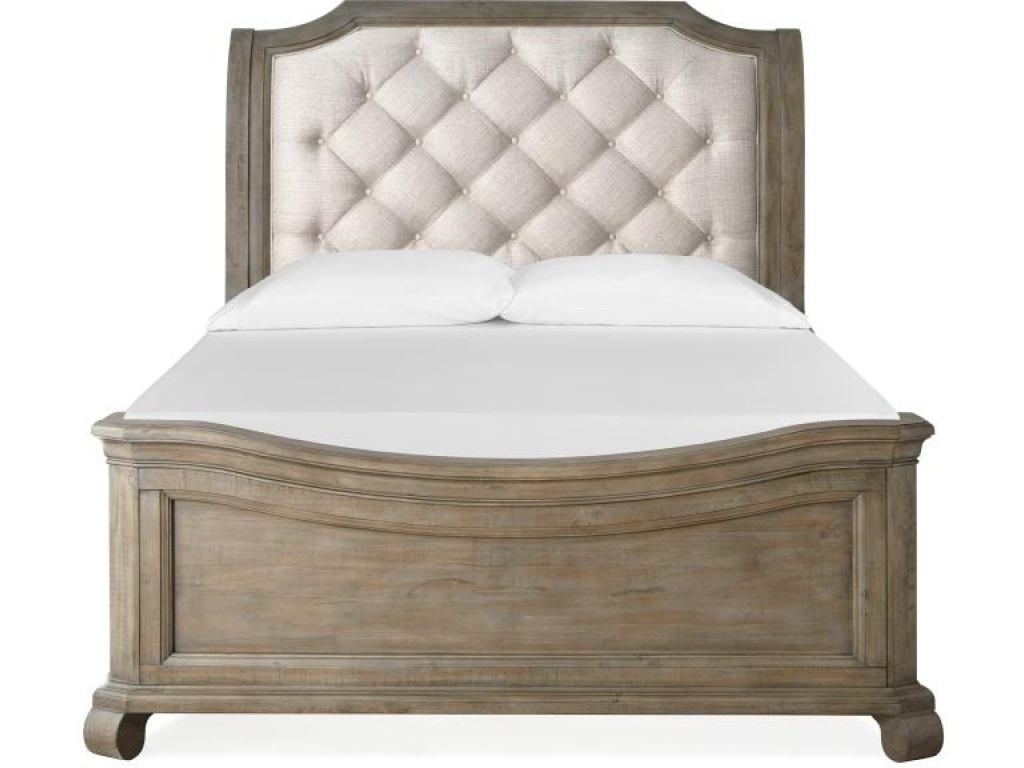 Complete Queen Sleigh Bed with Shaped Footboard - main image