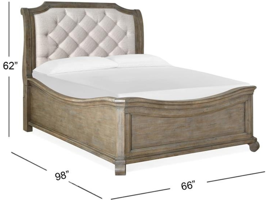 Complete Queen Sleigh Bed with Shaped Footboard - image 1