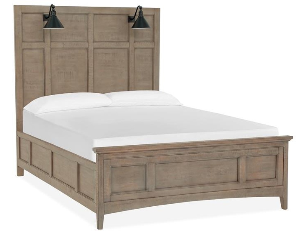 Complete Queen Lamp Panel Bed with Regular Rails - image 1