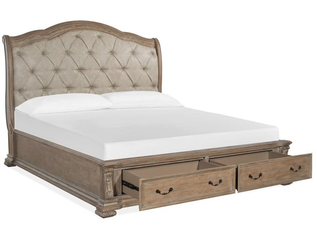 Complete Queen Sleigh Storage Bed with Upholstered Headboard - image 2