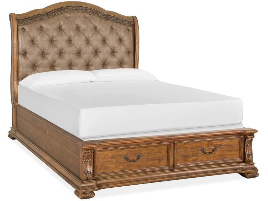 Complete Queen Sleigh Storage Bed with Upholstered Headboard - image 2