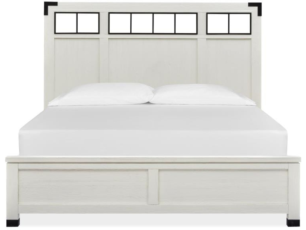 Complete Queen Panel Bed with Metal/Wood Headboard - main image