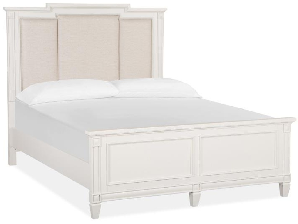 Wood Queen Panel Bed Upholstered Headboard KD - image 1