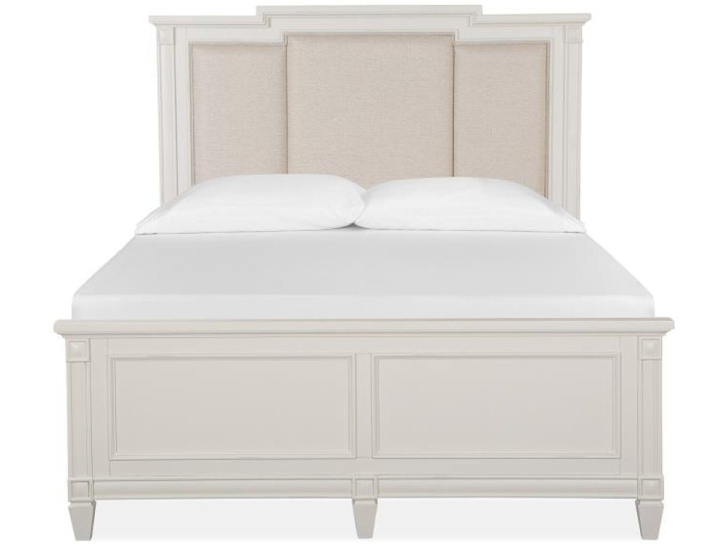 Wood Queen Panel Bed Upholstered Headboard KD - main image