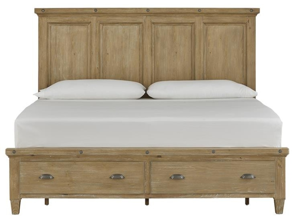 Wood Queen Panel Bed Storage Footboard SU - main image