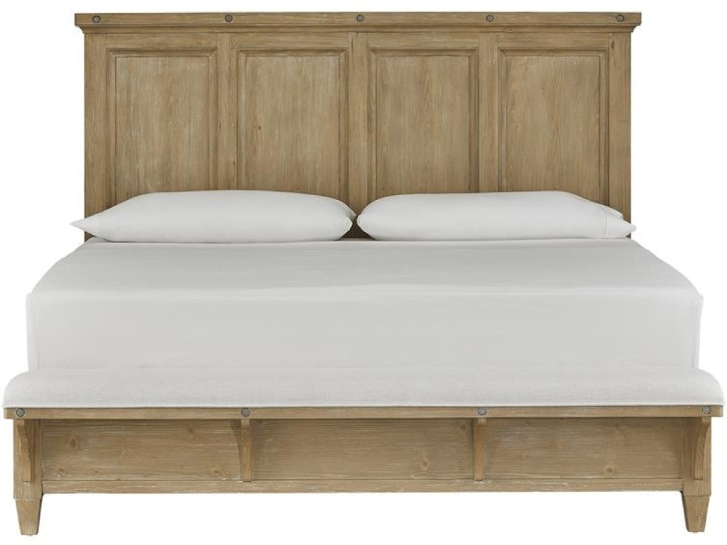Wood Queen Panel Bed Upholstered Footboard SU - main image