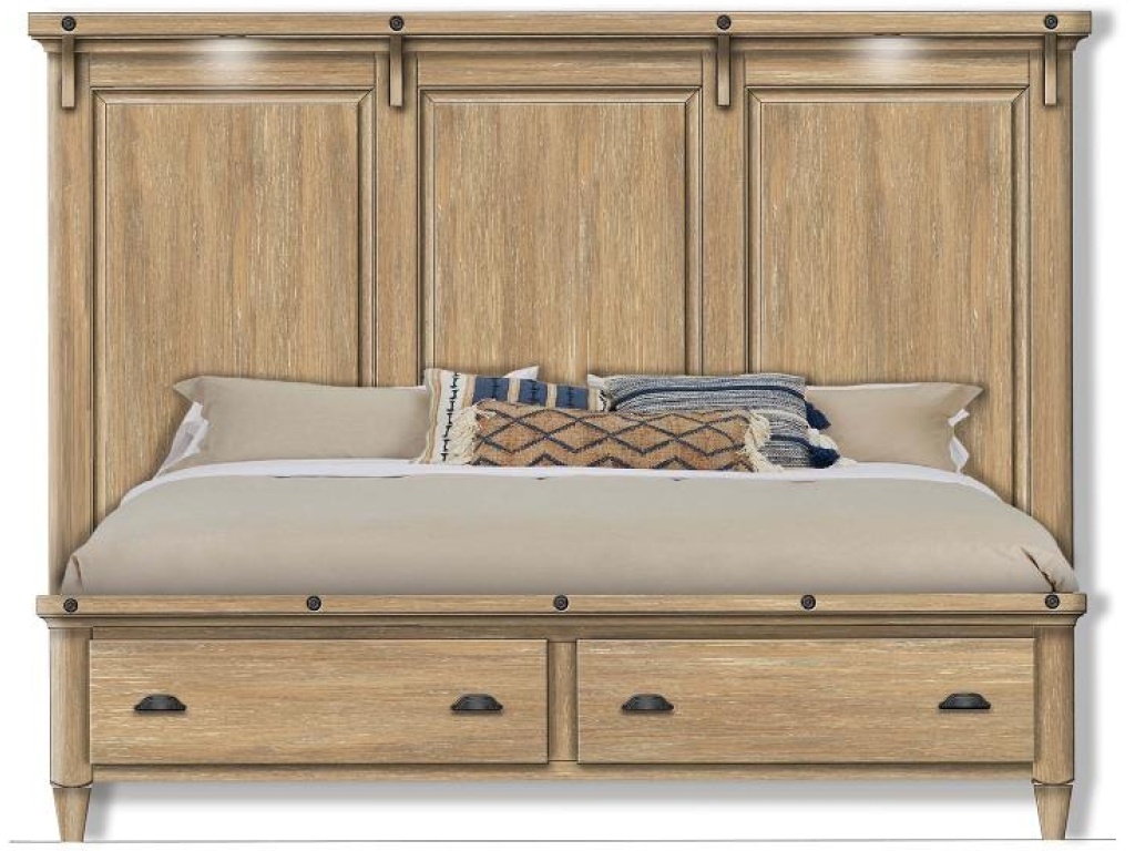 Complete Queen Lighted Panel Storage Bed - main image