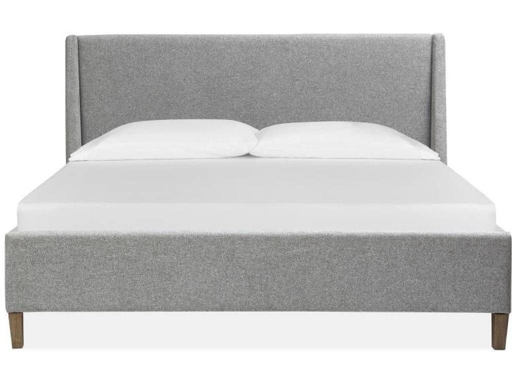 Wood Queen/King Island Bed Grey Upholstered Rails SU - main image