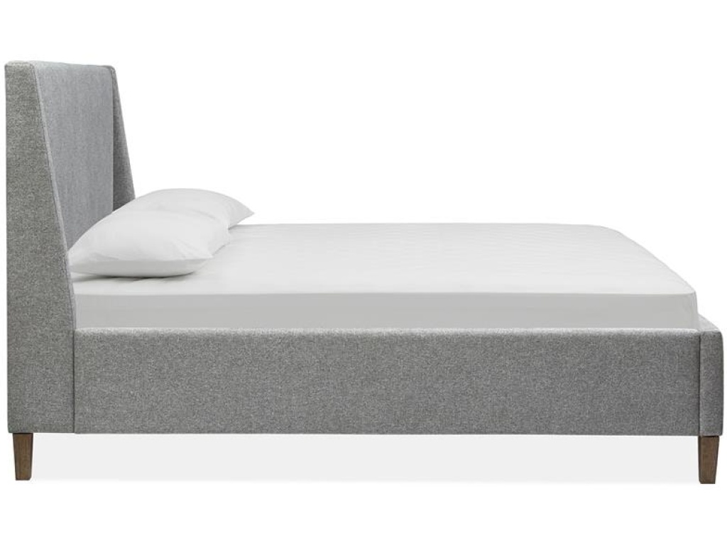 Wood Queen/King Island Bed Grey Upholstered Rails SU - image 2