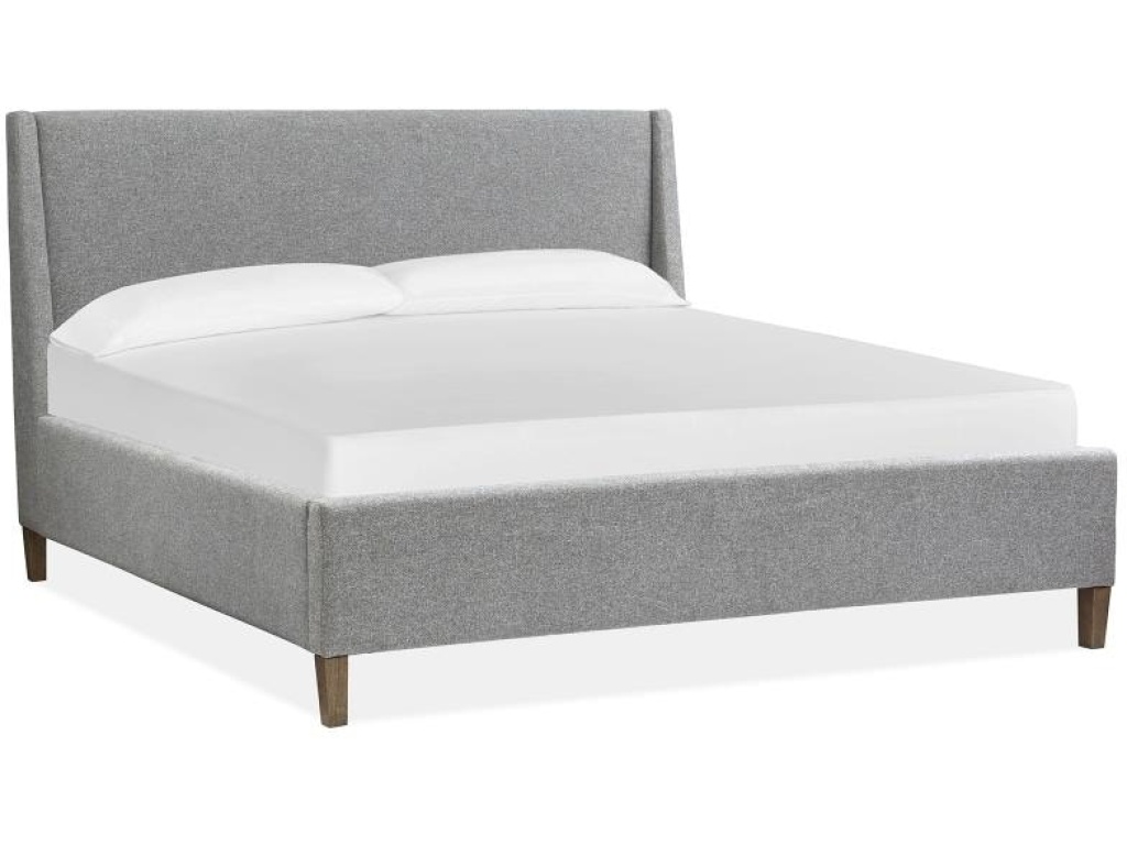 Wood Queen/King Island Bed Grey Upholstered Rails SU - image 3