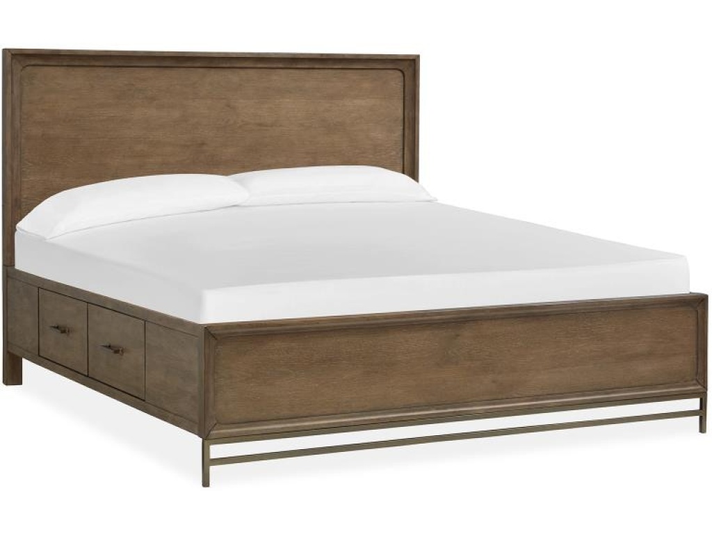 Wood Queen Panel Bed Storage Rail SU - main image