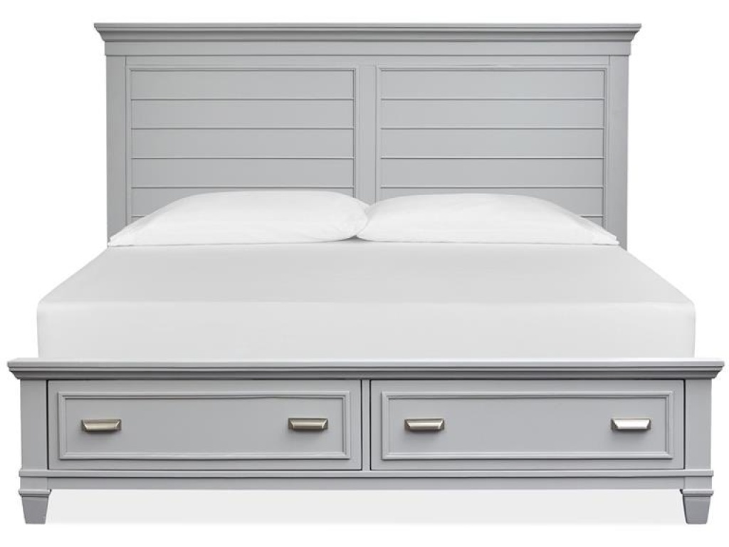 Wood Queen Panel Bed Storage Footboard - Grey SU - main image