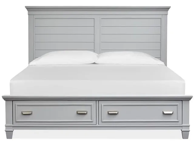 Wood Queen Panel Bed Storage Footboard - Grey SU