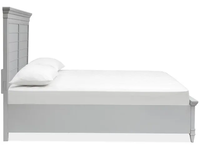 Wood Queen Panel Bed Storage Footboard - Grey SU