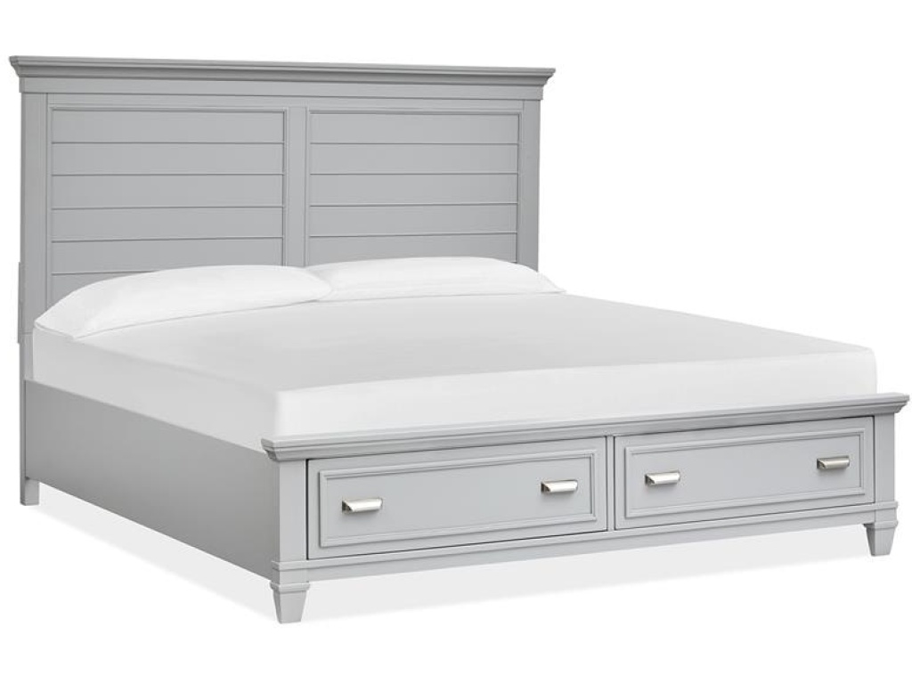 Wood Queen Panel Bed Storage Footboard - Grey SU - image 3
