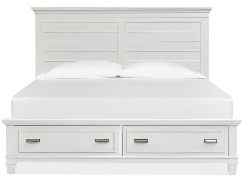 Wood Queen Panel Bed Storage Footboard - White SU - main image