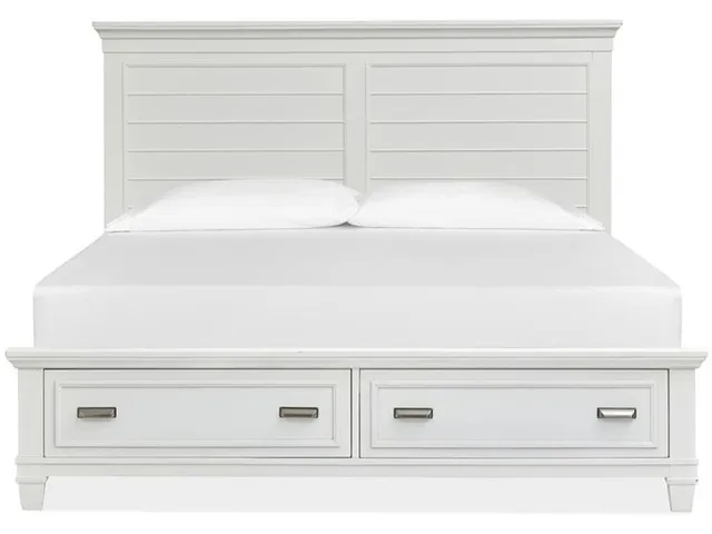 Wood Queen Panel Bed Storage Footboard - White SU
