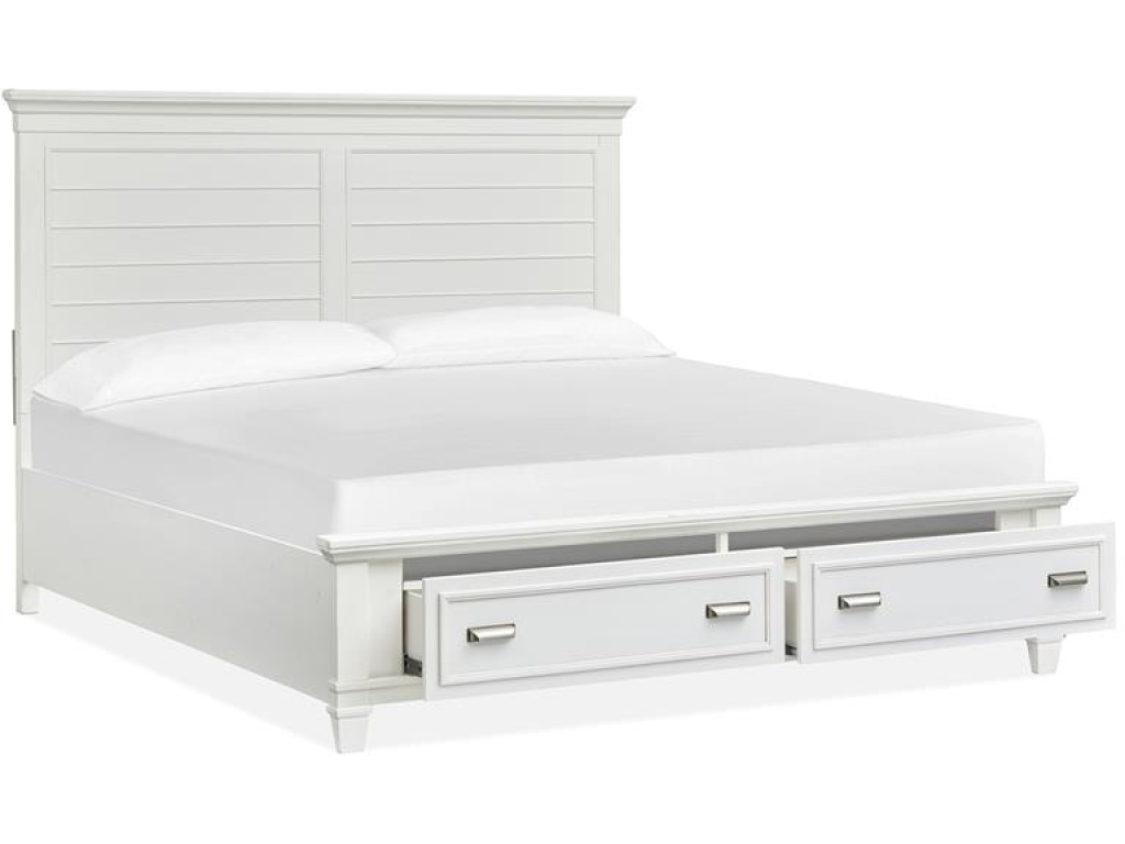 Wood Queen Panel Bed Storage Footboard - White SU - image 1