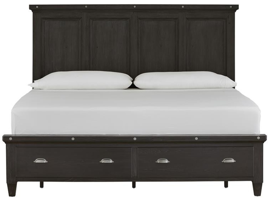 Wood Queen Panel Bed Storage Footboard SU - main image