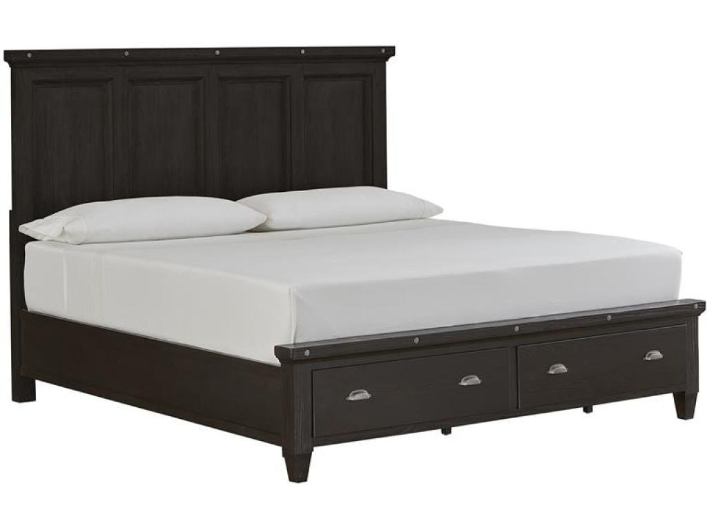Wood Queen Panel Bed Storage Footboard SU - image 1