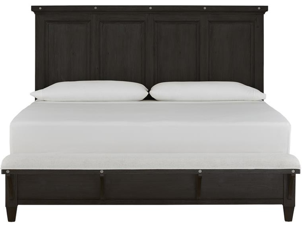 Wood Queen Panel Bed Upholstered Footboard SU - main image