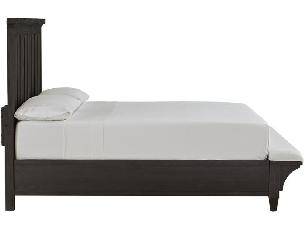 Wood Queen Panel Bed Upholstered Footboard SU - image 2