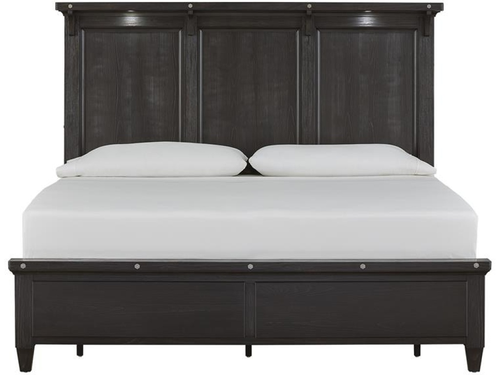 Wood Queen Panel Bed Lighted Headboard KD - main image