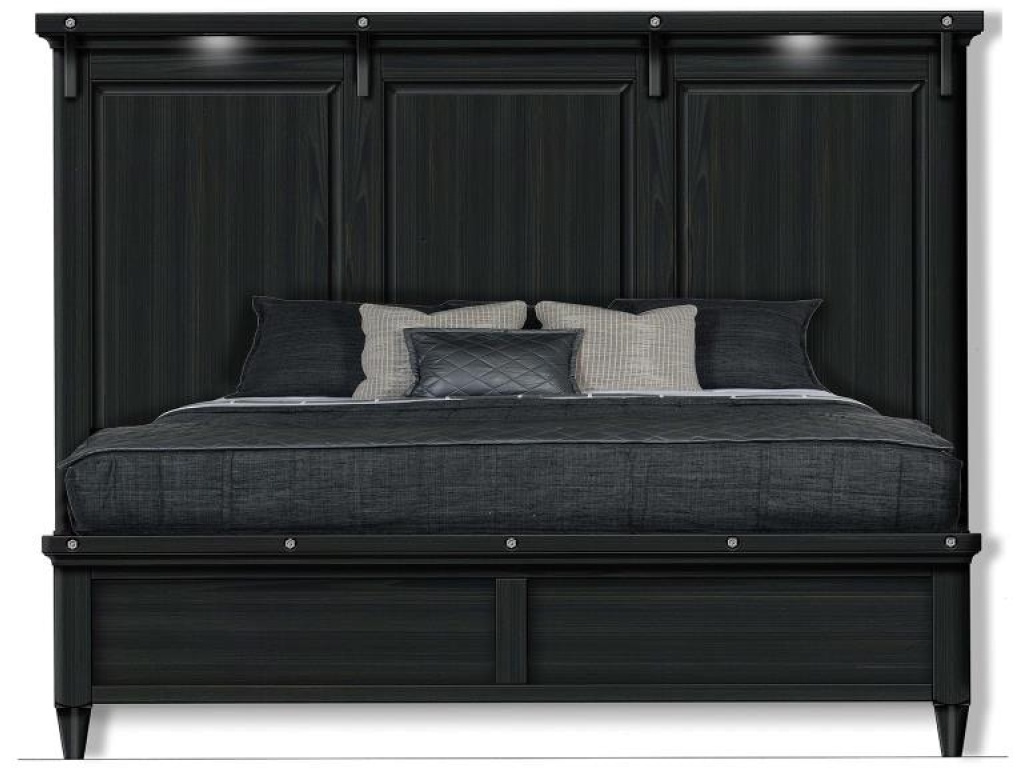 Complete Queen Lighted Panel Bed - main image