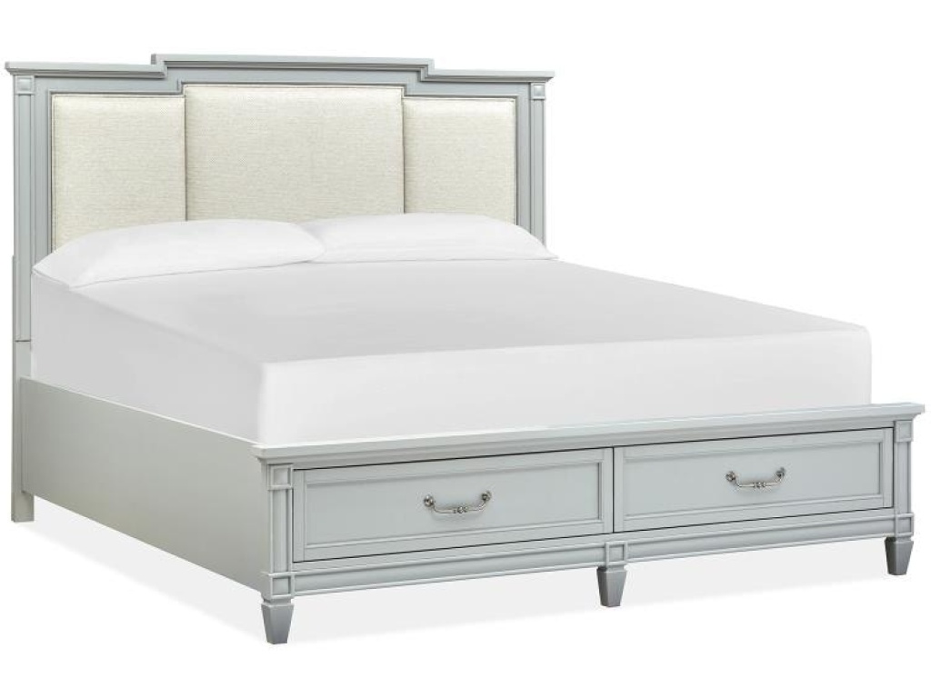 Wood Queen Panel Bed Storage Footboard SU - image 1