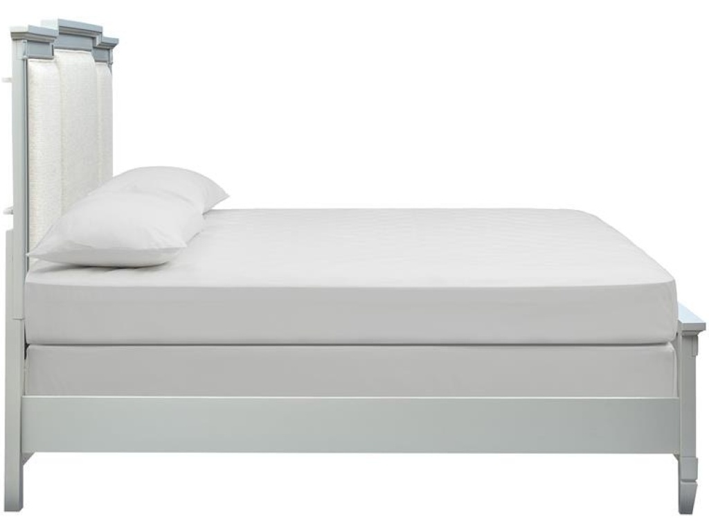Wood Queen Panel Bed Upholstered Headboard KD - image 1