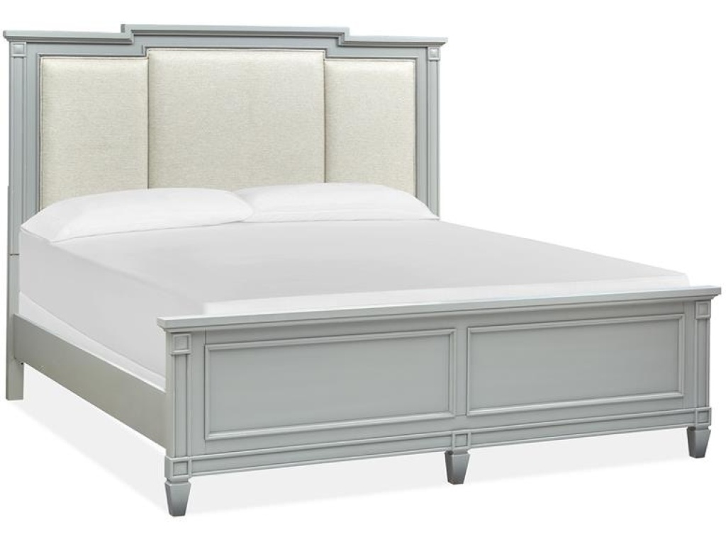 Wood Queen Panel Bed Upholstered Headboard KD - image 2