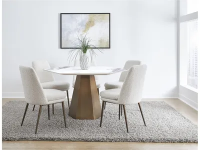 Balos Stone Top Hexagonal Dining Table in Chanelle and Bronze - Alternative View