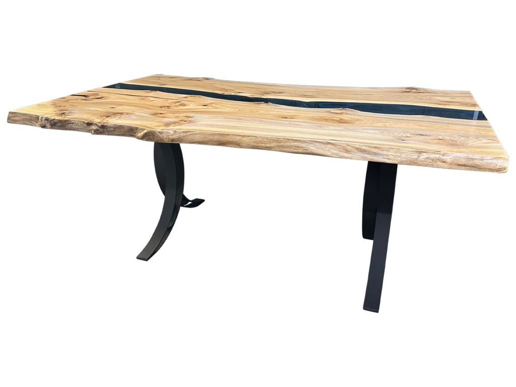 Custom Live Edge Glass River Table - main image