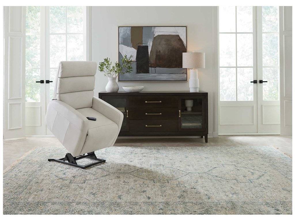 Hudson Leather Track Arm Lay Flat Power Lift Recliner - image 4