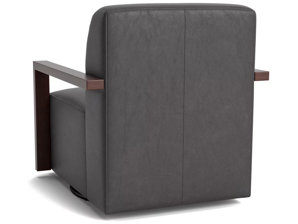 Creswell Leather Wood Arm Swivel Chair - image 3