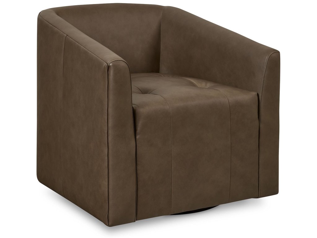 Emory Leather Barrel Swivel Chair - image 3
