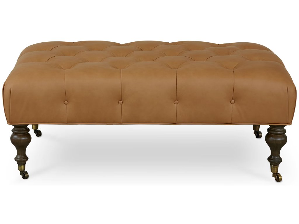 Belwood Tufted Leather Ottoman - main image